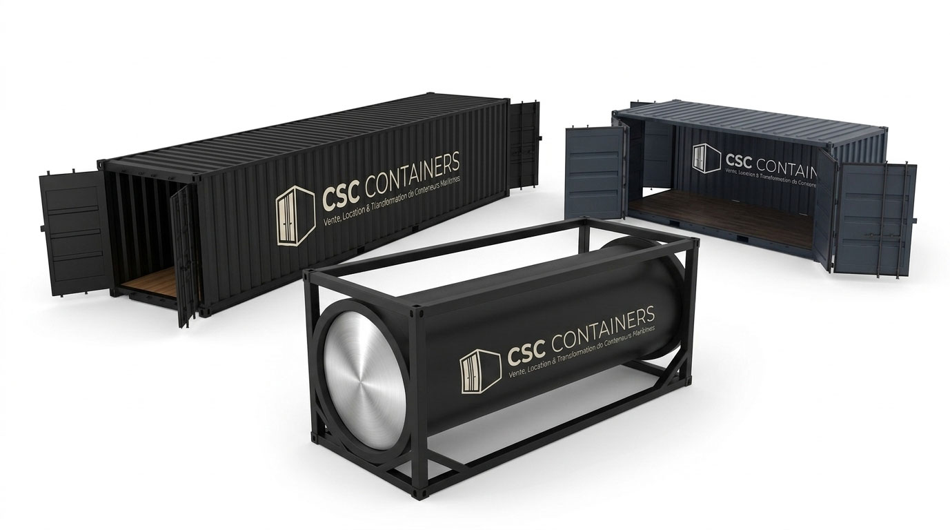 Containers maritimes spécifiques CSC Containers - tank citerne double porte et open side 20 pieds neufs pour liquides et vrac